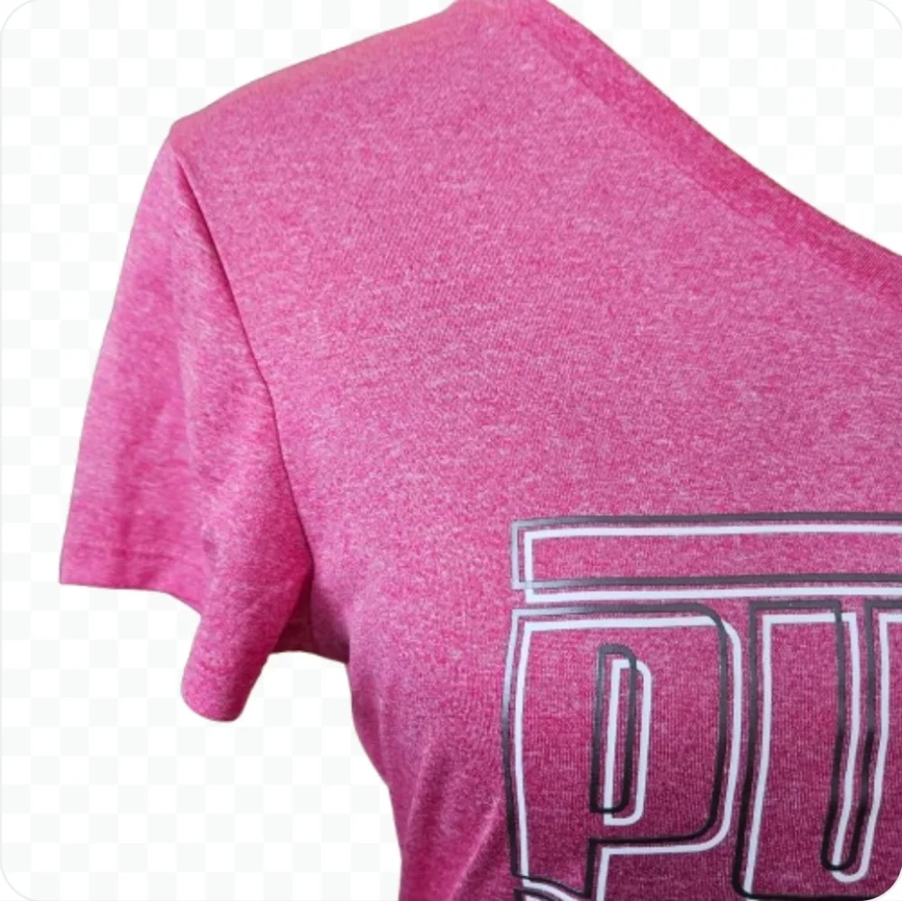 Puma Pink Women's Spellout Workout Tee Sz Med